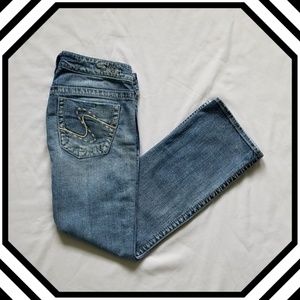 Silver Frances Crop Jeans w/ Embroidered Pockets